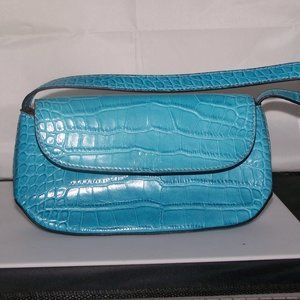 Tommy Hilfiger Blue Faux Crocodile Embossed Textur